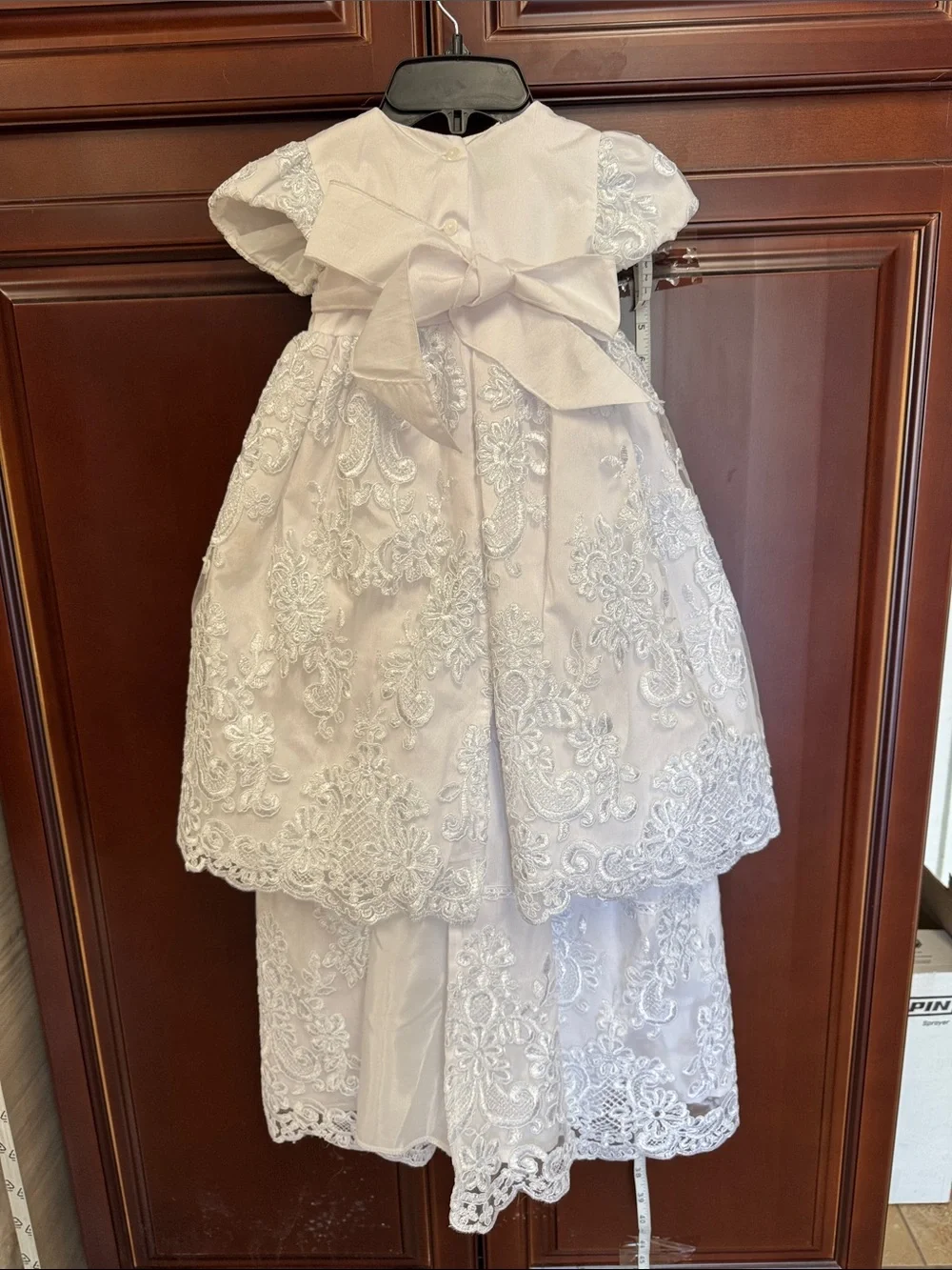 White Lace Embroidered Girls Formal Full Length Dress Party Wedding Birthday